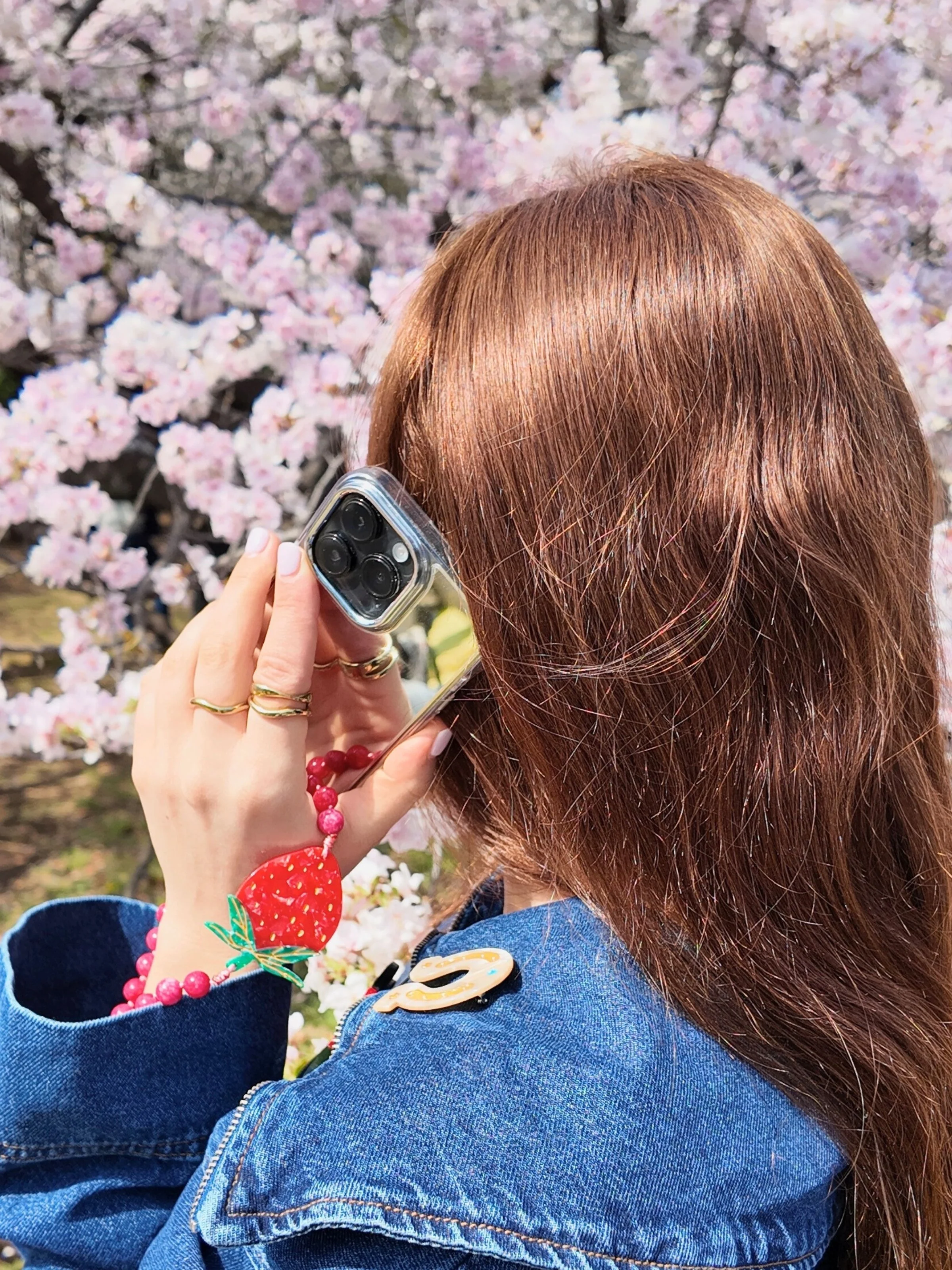 Hand-painted Strawberry Gemstone Bracelet Phone Chain - Image 4