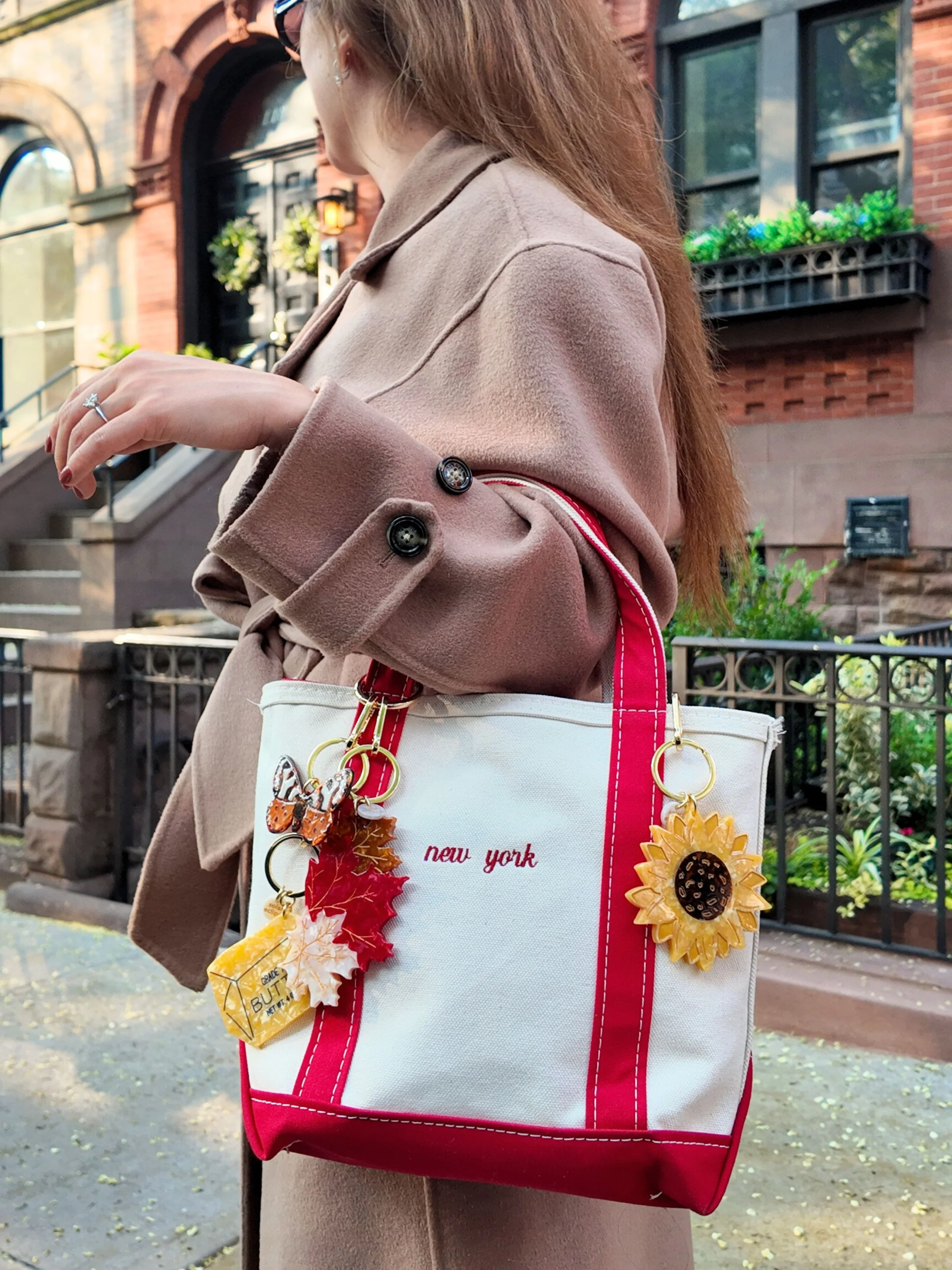 Hand-painted Sunflower Bag Charm + Keychain - Image 3