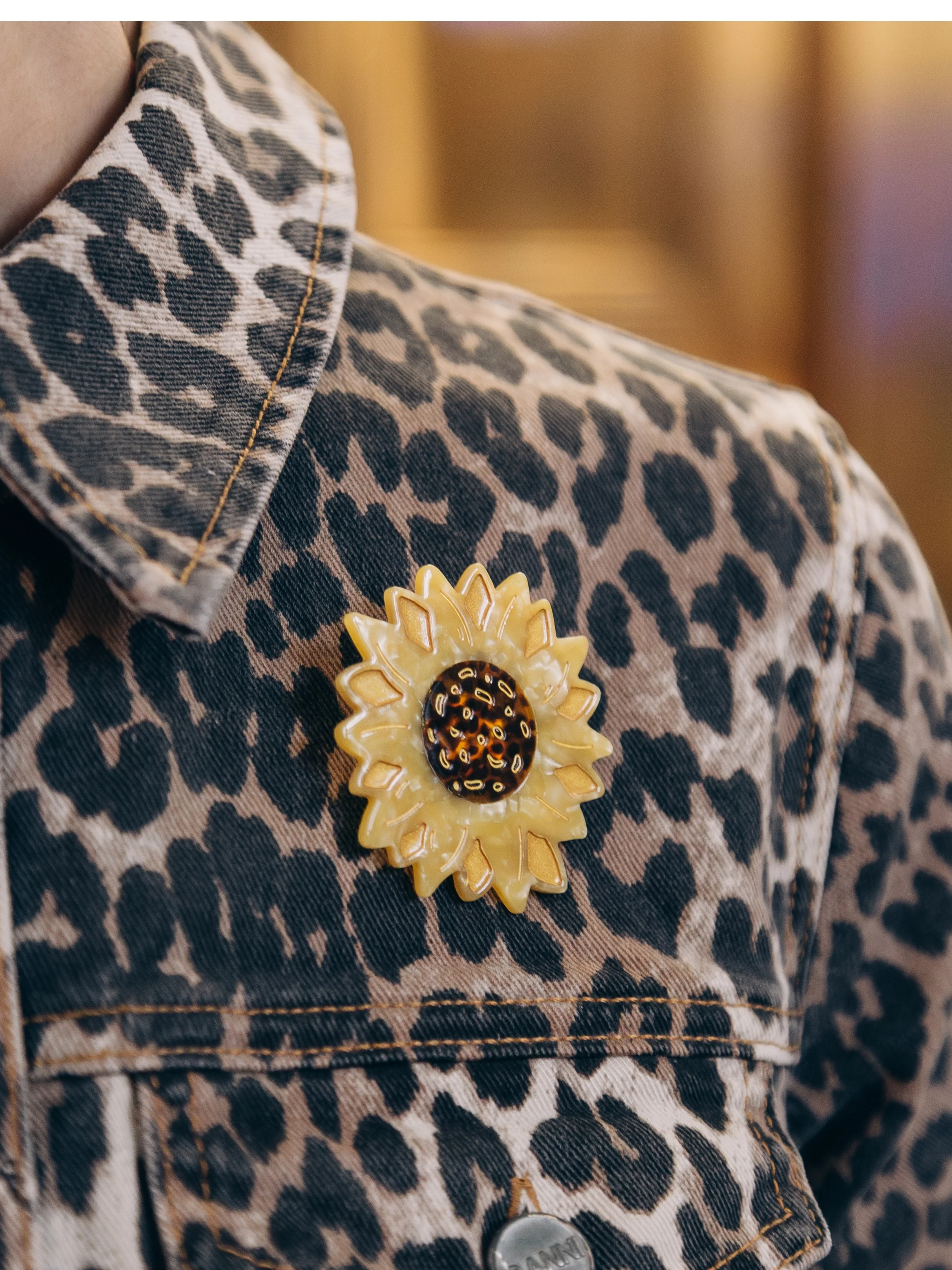 Hand-painted Sunflower Brooch Pin - Image 2