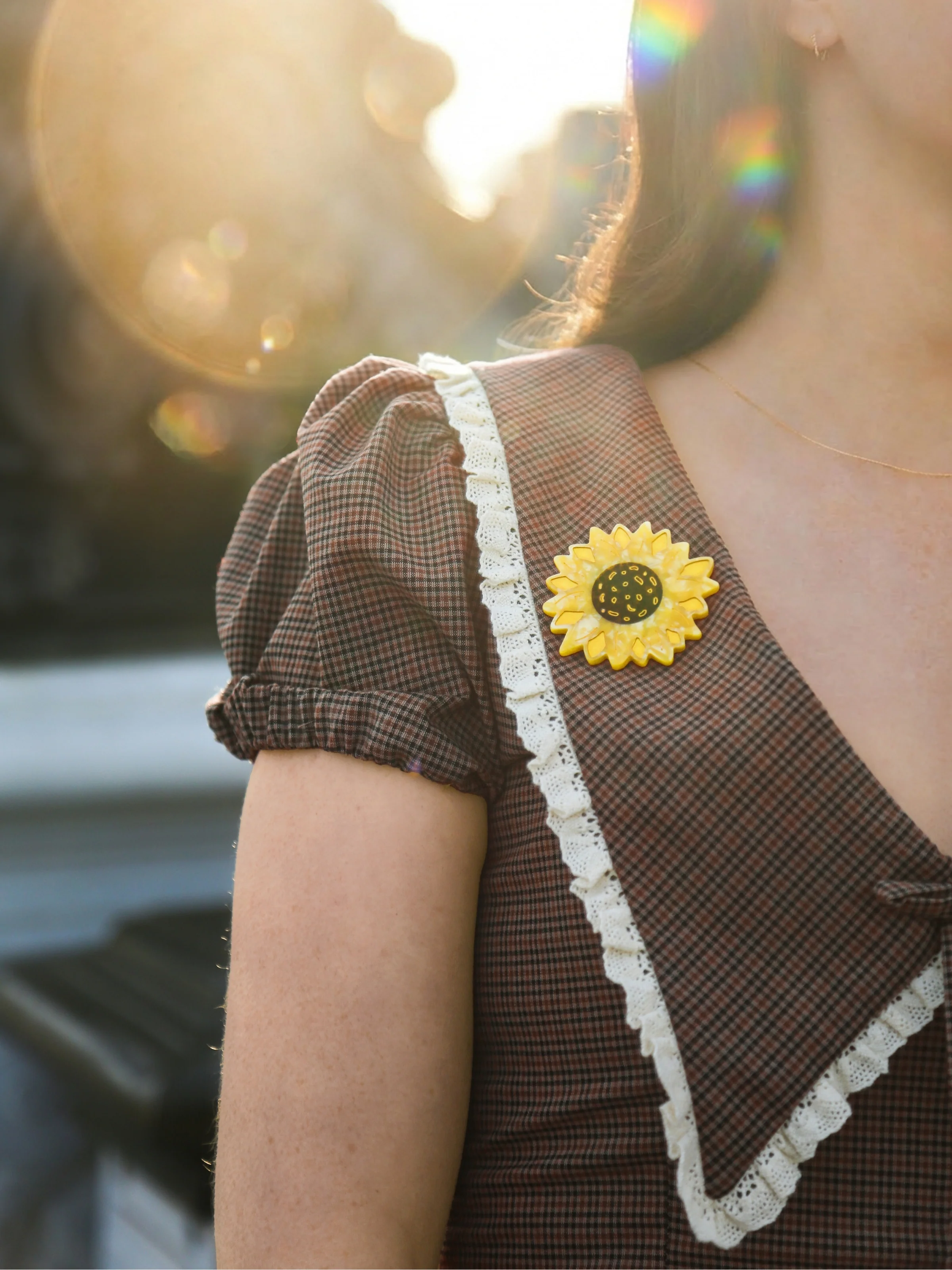Hand-painted Sunflower Brooch Pin - Image 3