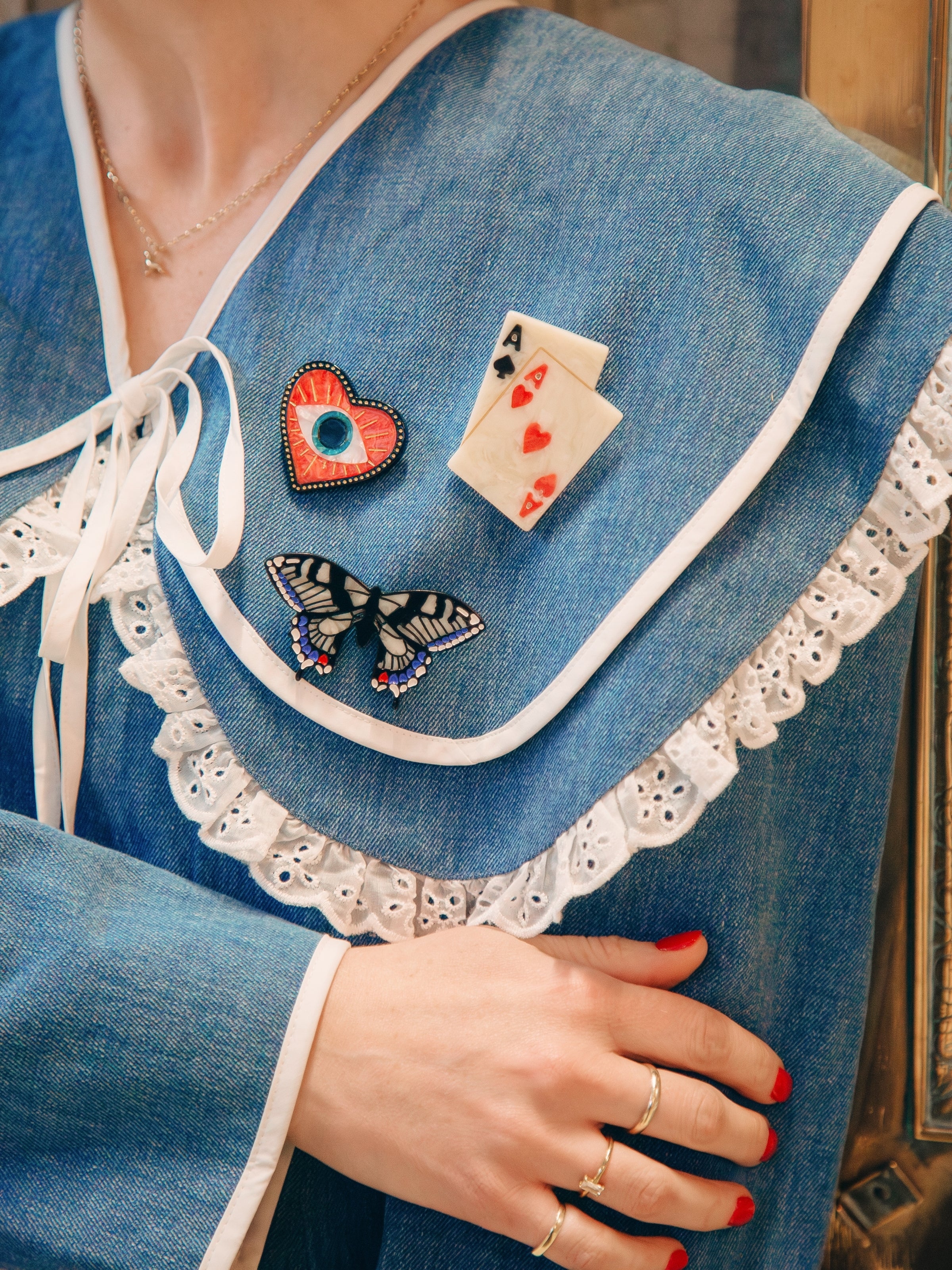 Hand-painted Swallowtail Brooch Pin - Image 2