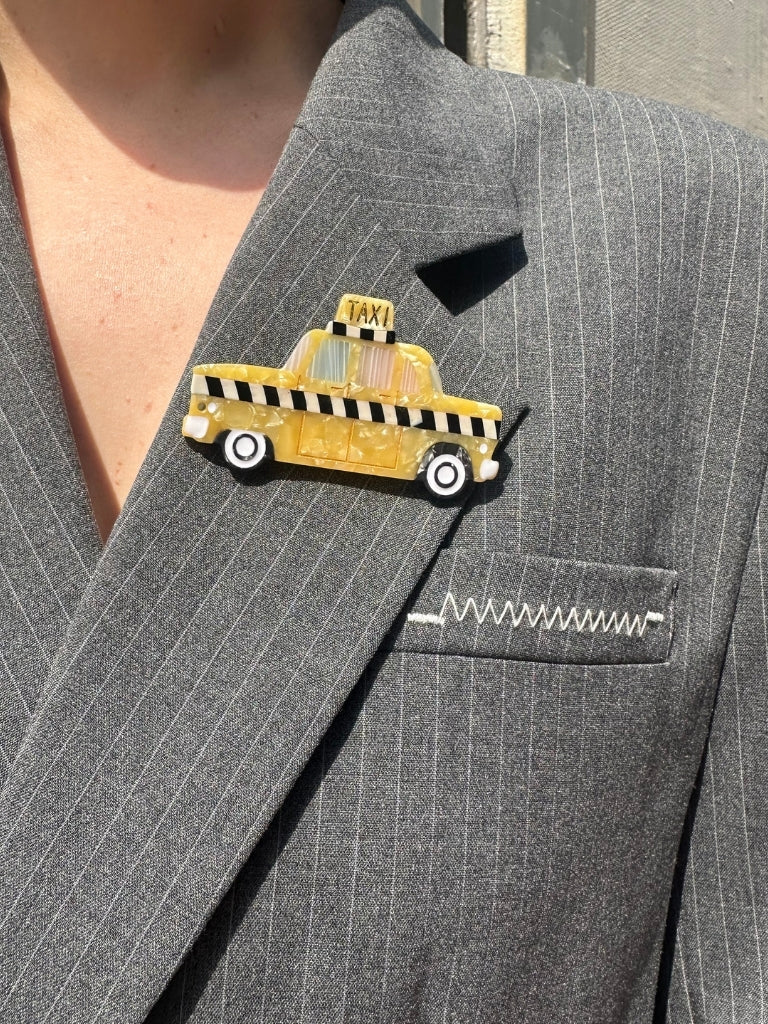 Hand-painted Taxi Brooch Pin - Image 2
