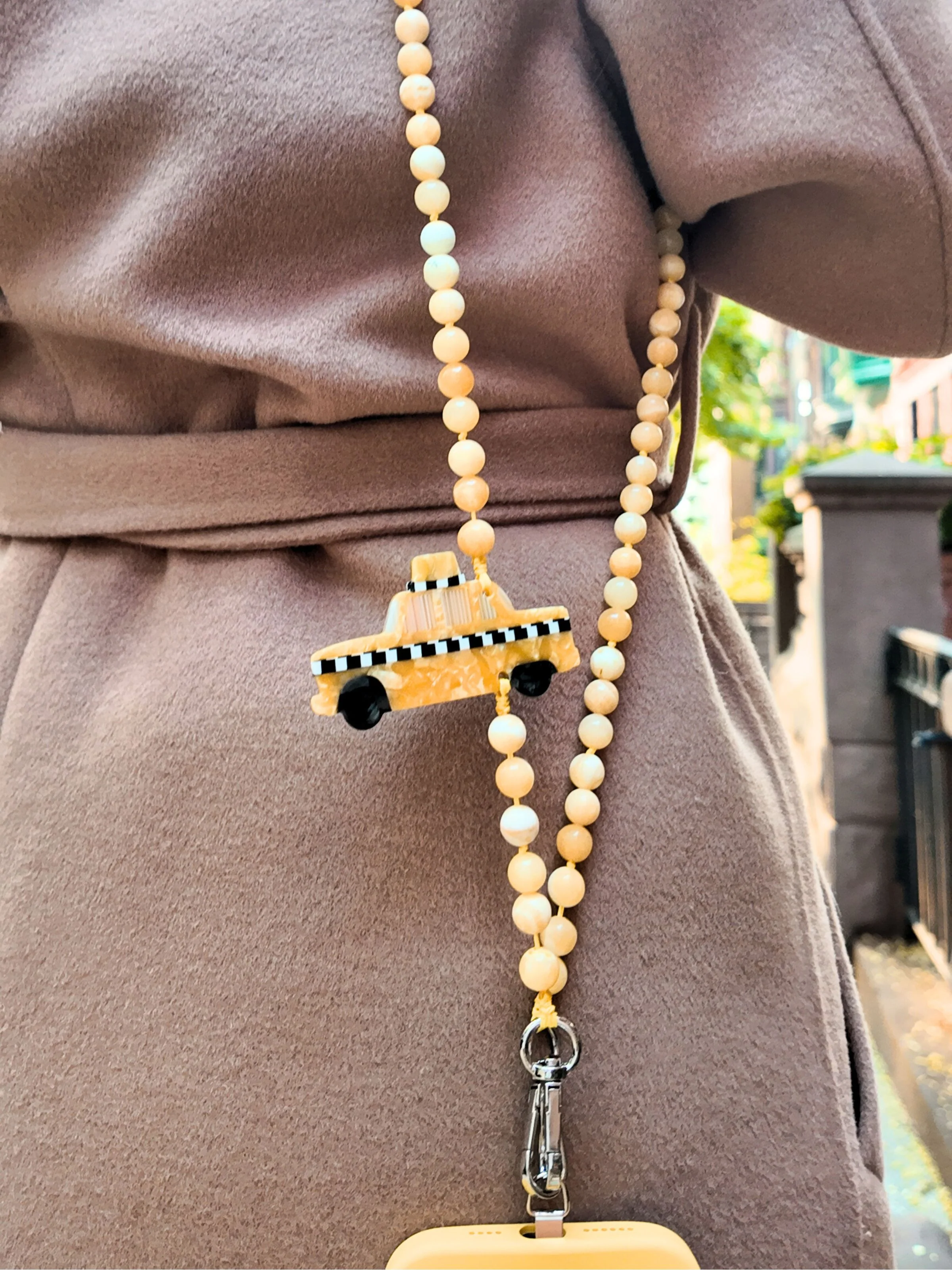 Hand-painted Taxi Gemstone Crossbody Phone Chain - Image 6