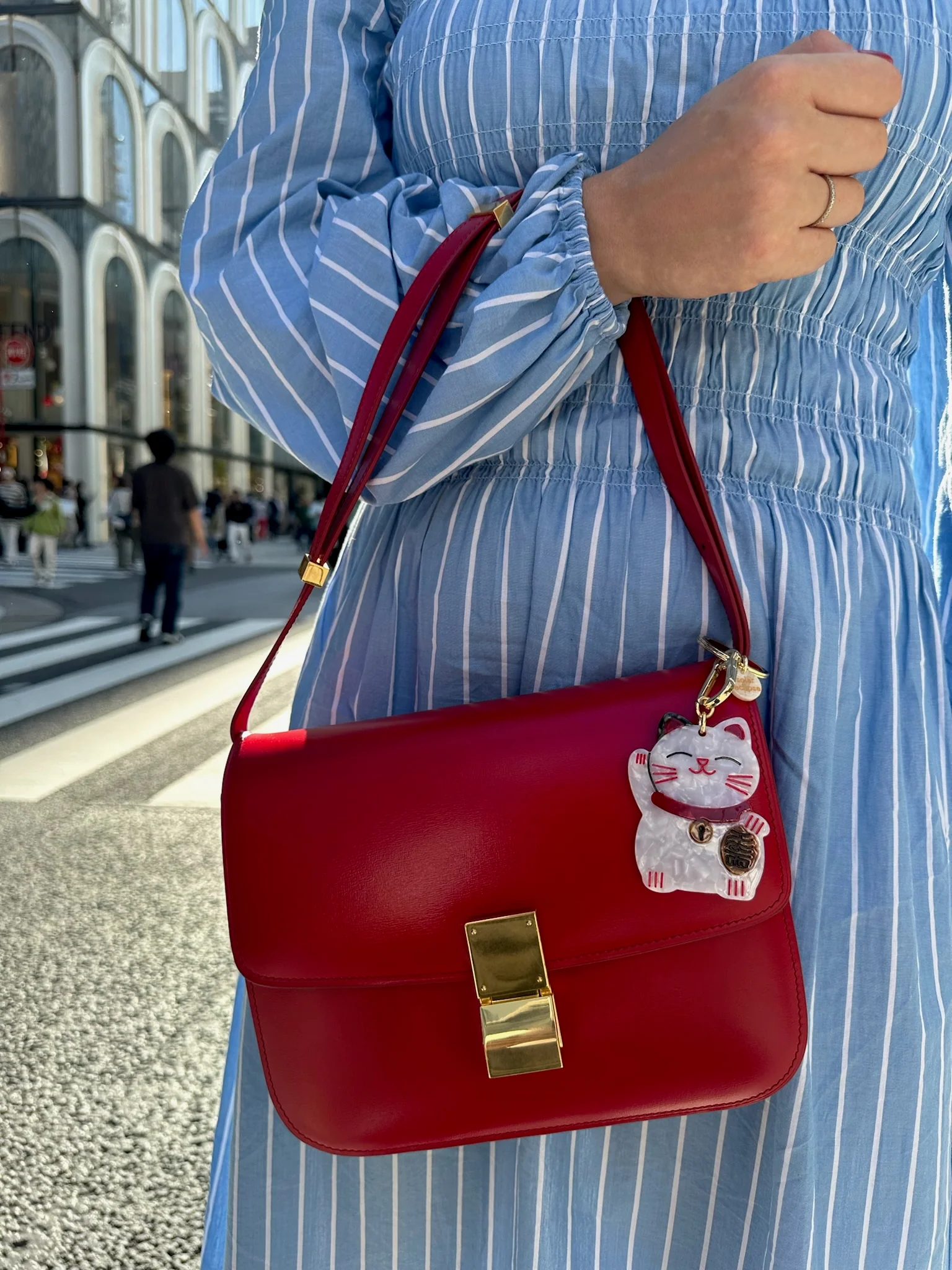 Hand-painted Lucky Cat Bag Charm + Keychain | Eco-Friendly - Image 3