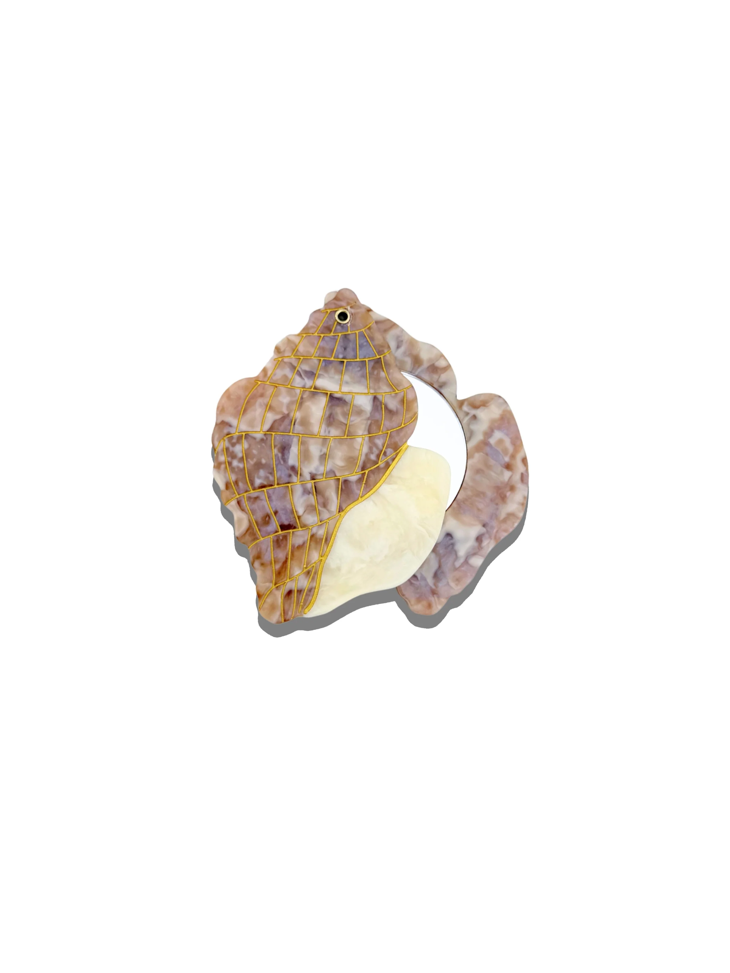 Hand-painted Tulip Conch Shell Compact Mirror | Eco-Friendly - Image 3
