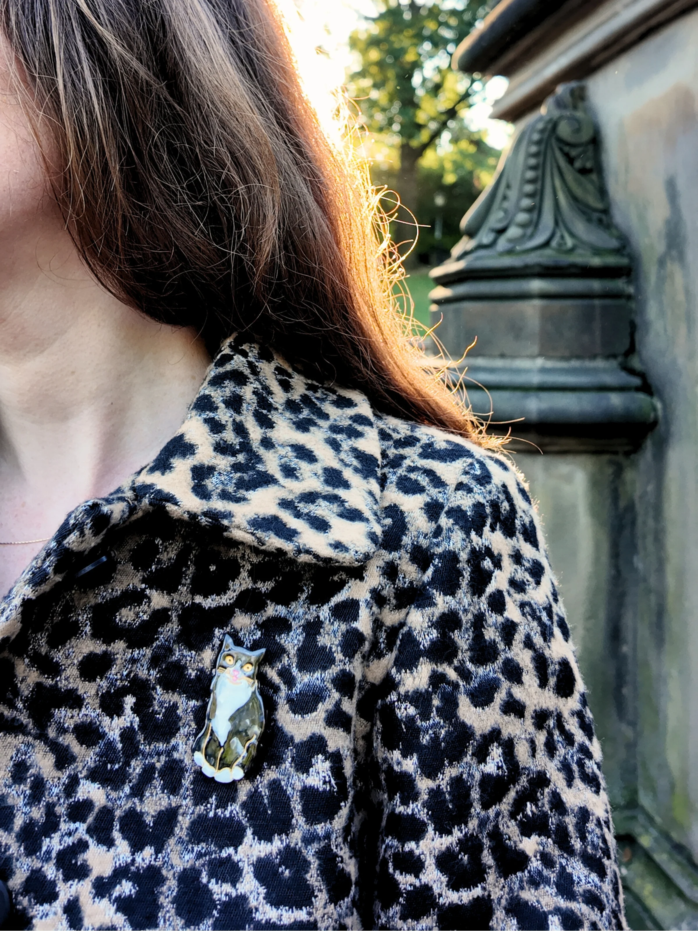 Hand-painted Tuxedo Cat Brooch Pin - Image 2